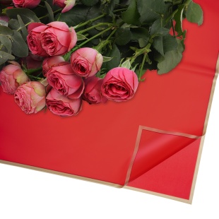 Упаковочная пленка 53мкр (0,57*0,57 м) Золотистая кайма, Красный, Матовый, 20 шт.