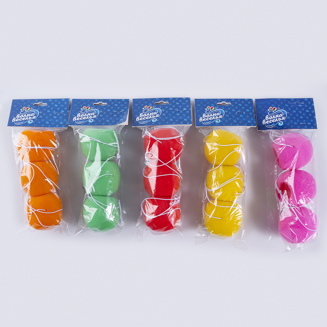 Нос клоуна, на резинке, Оранжевый, 3 шт. в упак. 