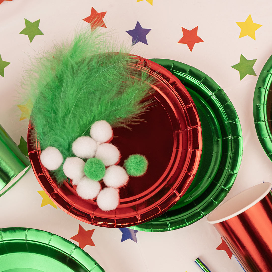 Тарелки (7''/18 см) Красный, Металлик, 6 шт.