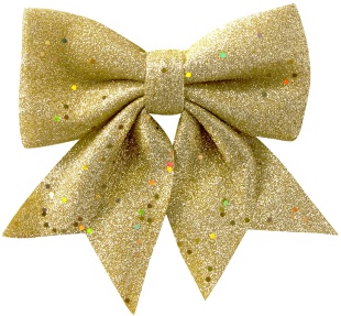 Декоративный бант Праздничный, Золото, с блестками, 15*20 см, 1 шт. в упак. 