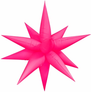Шар 3D (26''/66 см) Звезда, Составная, Ярко-розовый, Неон, 1 шт. в уп.