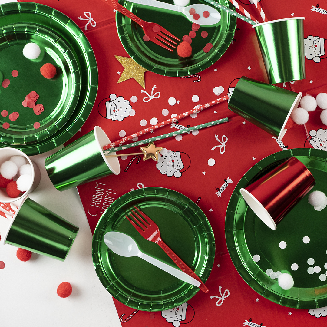 Стаканы (250 мл) Зеленый, Металлик, 6 шт.