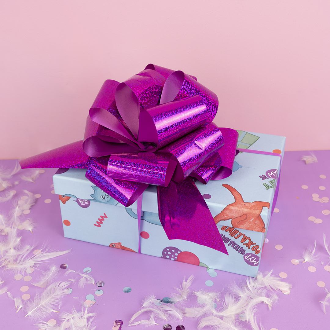 Бант Шар, Фуше, Голография, 21 см, 1 шт. в упак. 