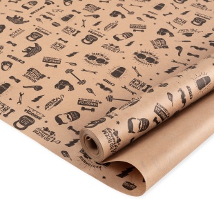 Упаковочная бумага, Крафт 65гр (0,7*9 м) Герой, Черный, 1 шт.