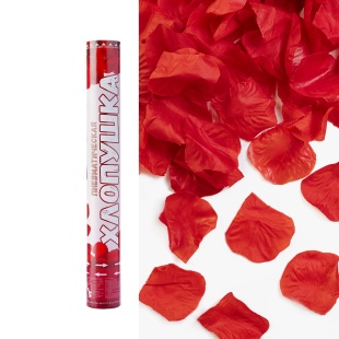 Пневмохлопушка (16/40 см), Лепестки роз, Красный, 1 шт.