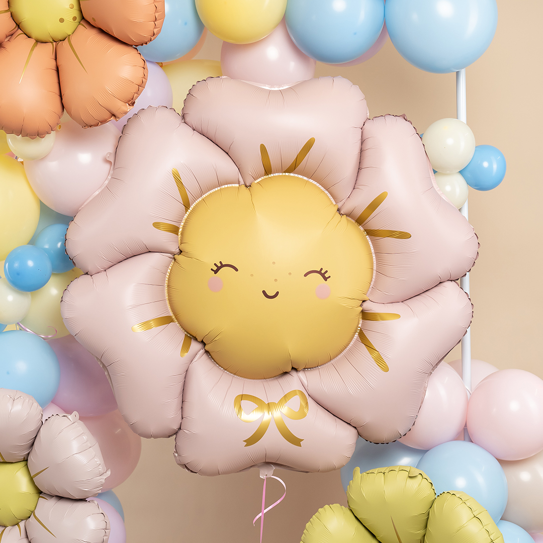 Шар (41''/104 см) Цветок, Солнышко, Розовый, Сатин, 1 шт.