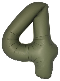 Шар (40''/102 см) Цифра, 4 Slim, Оливковый, Матовый, 1 шт. в уп.