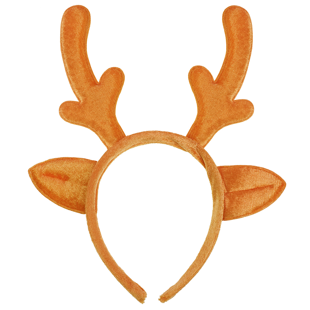 Ободок, Оленьи рожки с ушками, Коричневый, 1 шт. 