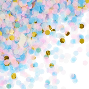 Конфетти купаж, Круг, фольга и тишью, Розово-голубой микс, Металлик, 1 см, 50 г.