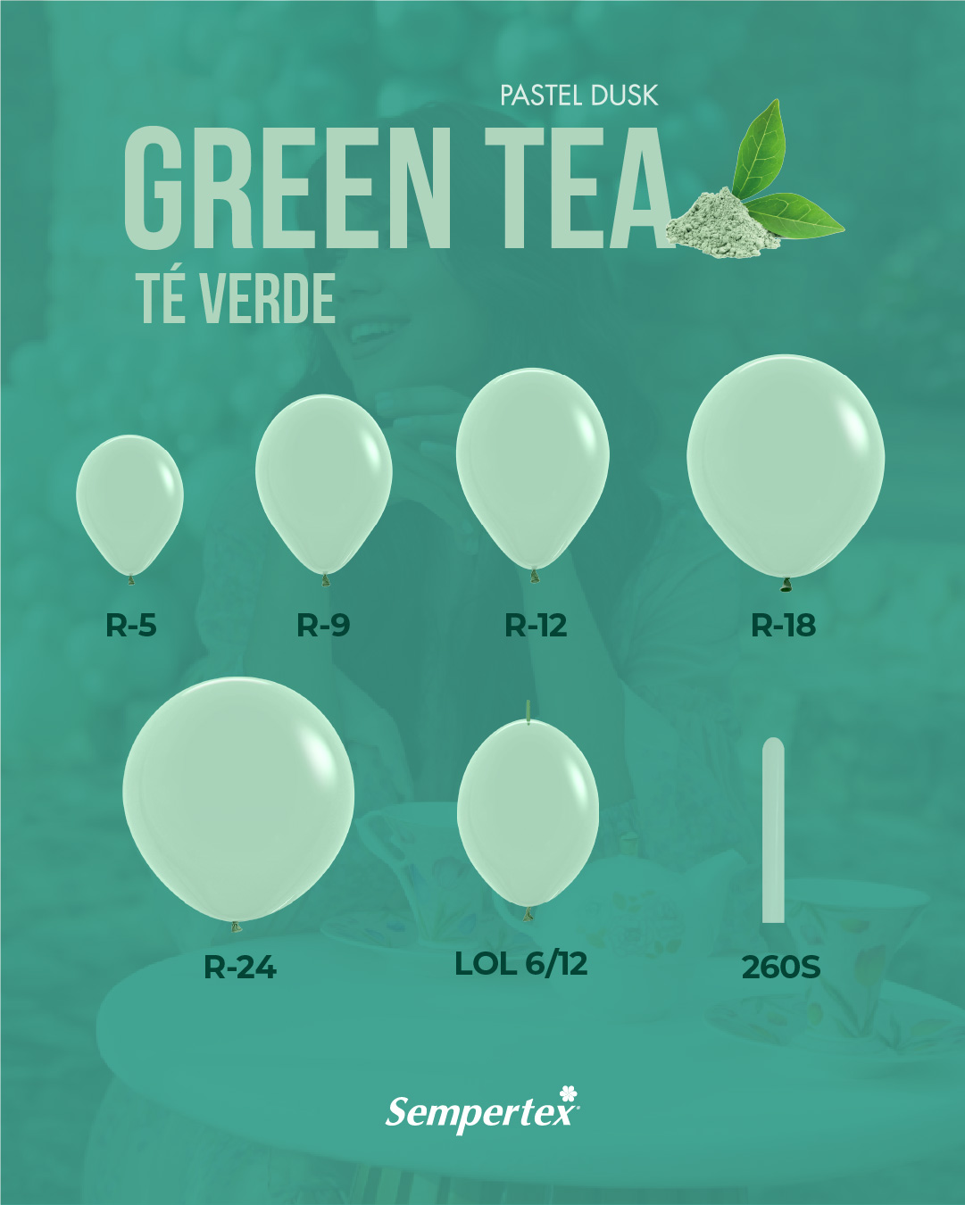 Шар (18''/46 см), Зеленый чай (126), пастель ретро, 25 шт.