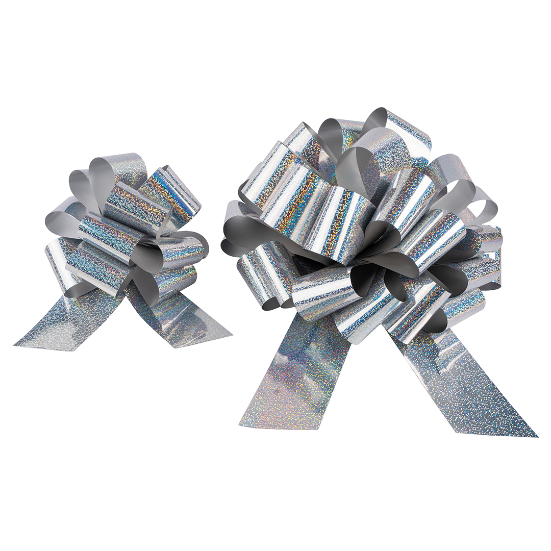 Бант Шар, Серебро, Голография, 36 см, 1 шт. в упак. 
