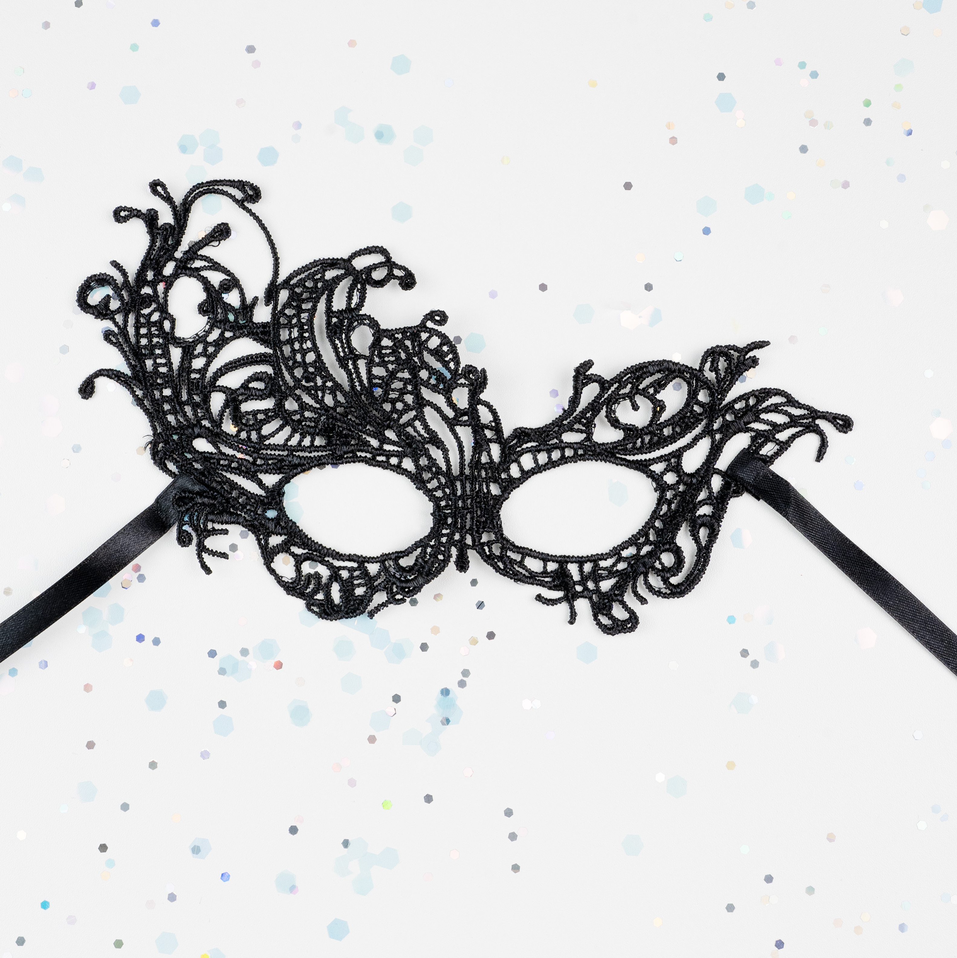 Маска кружевная, фигурная, Венеция, Черный, 16*24 см, 1 шт. 