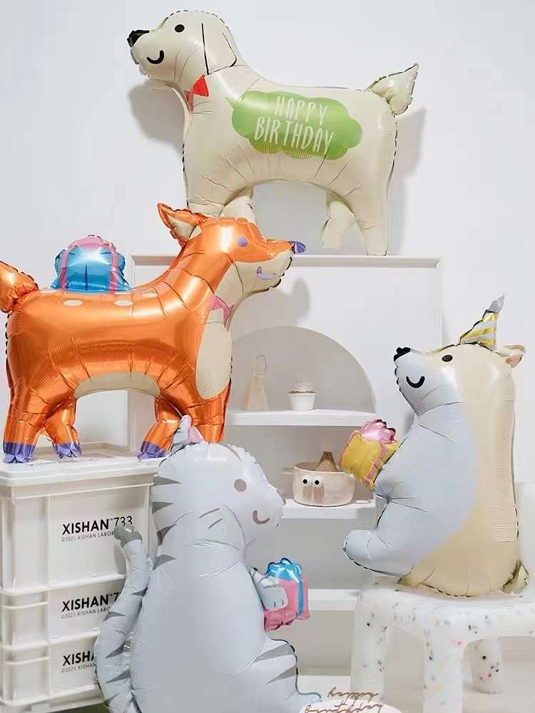 Шар (33''/84 см) Фигура, Корги с подарком, 1 шт.