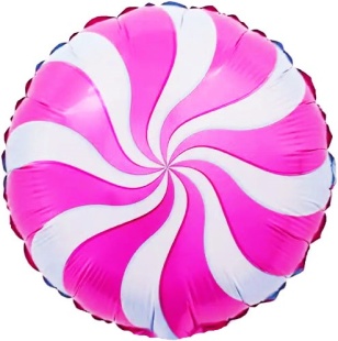 Шар (18''/46 см) Круг, Леденец, Фуше/Голубой, 1 шт.