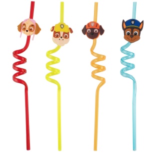 Трубочки для коктейлей (пластик), Щенки Спасатели, Ассорти, 4 шт. в упак. 