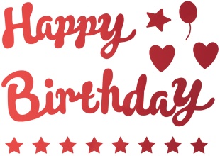 Наклейка Happy Birthday (звездопад), 19,5*27 см, Красный, Металлик, 1 шт.