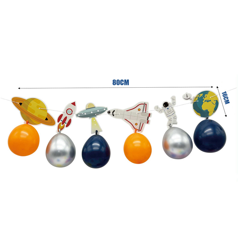 Гирлянда Космос, с воздушными шарами, Синий микс, 100 см, 1 шт.