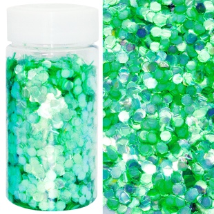 Конфетти фольга Шестиугольники, Зеленый, Перламутр, 0,4 см, 150 г.