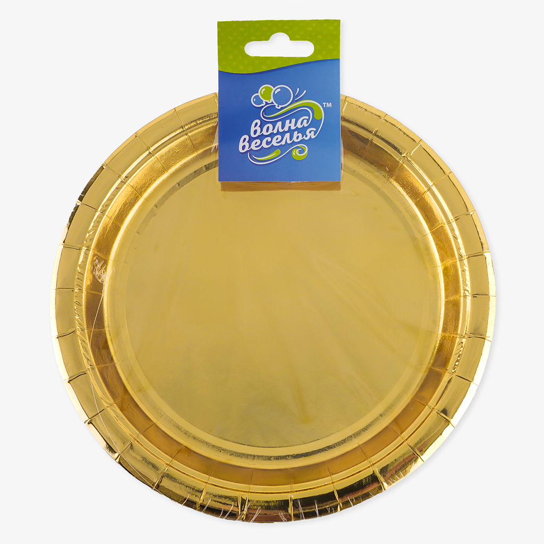 Тарелки (7''/18 см) Золото, Металлик, 6 шт.