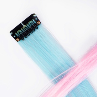 Цветная прядь для волос, Флуоресцентная двухцветная, 5 гр., Голубой/Розовый, Флуор, 50*3,2 см, 1 шт.