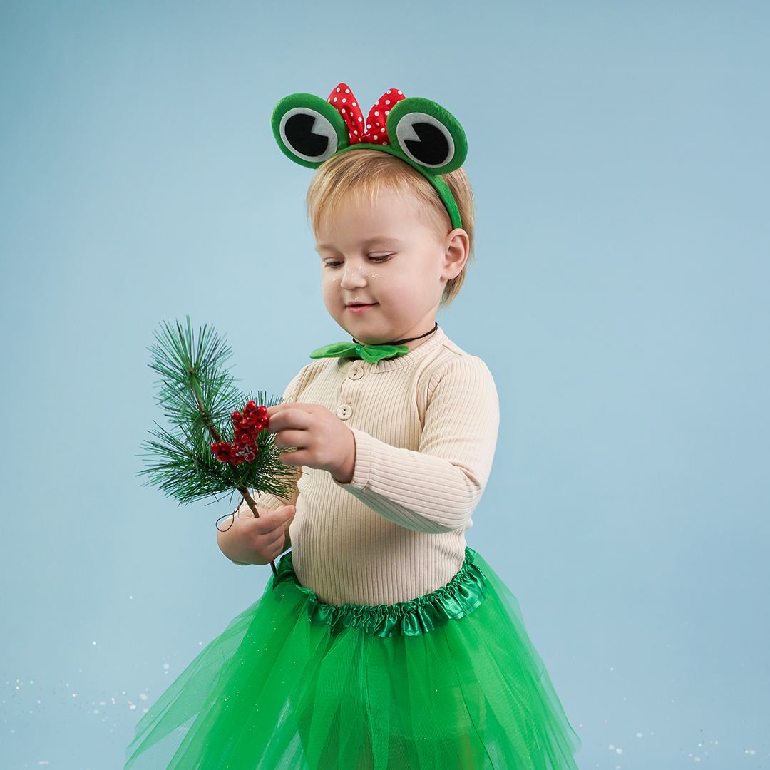 Набор (ободок, юбочка, бантик), Веселый лягушонок, Зеленый, 1 шт. 