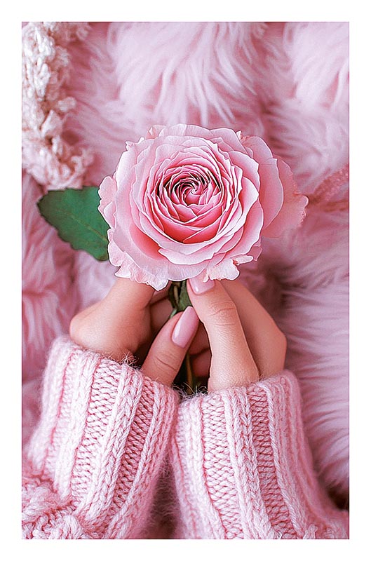 Открытка, Роза в руках, 12,1*18,3 см, 5 шт.