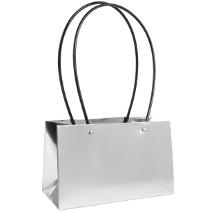 Пакет для цветов, Мастхэв, Серебро, Металлик, 14*22*11 см, 1 шт.