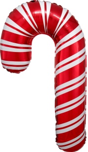 Шар с клапаном (17''/43 см) Мини-фигура, Леденец трость, Красный, 5 шт. в уп.