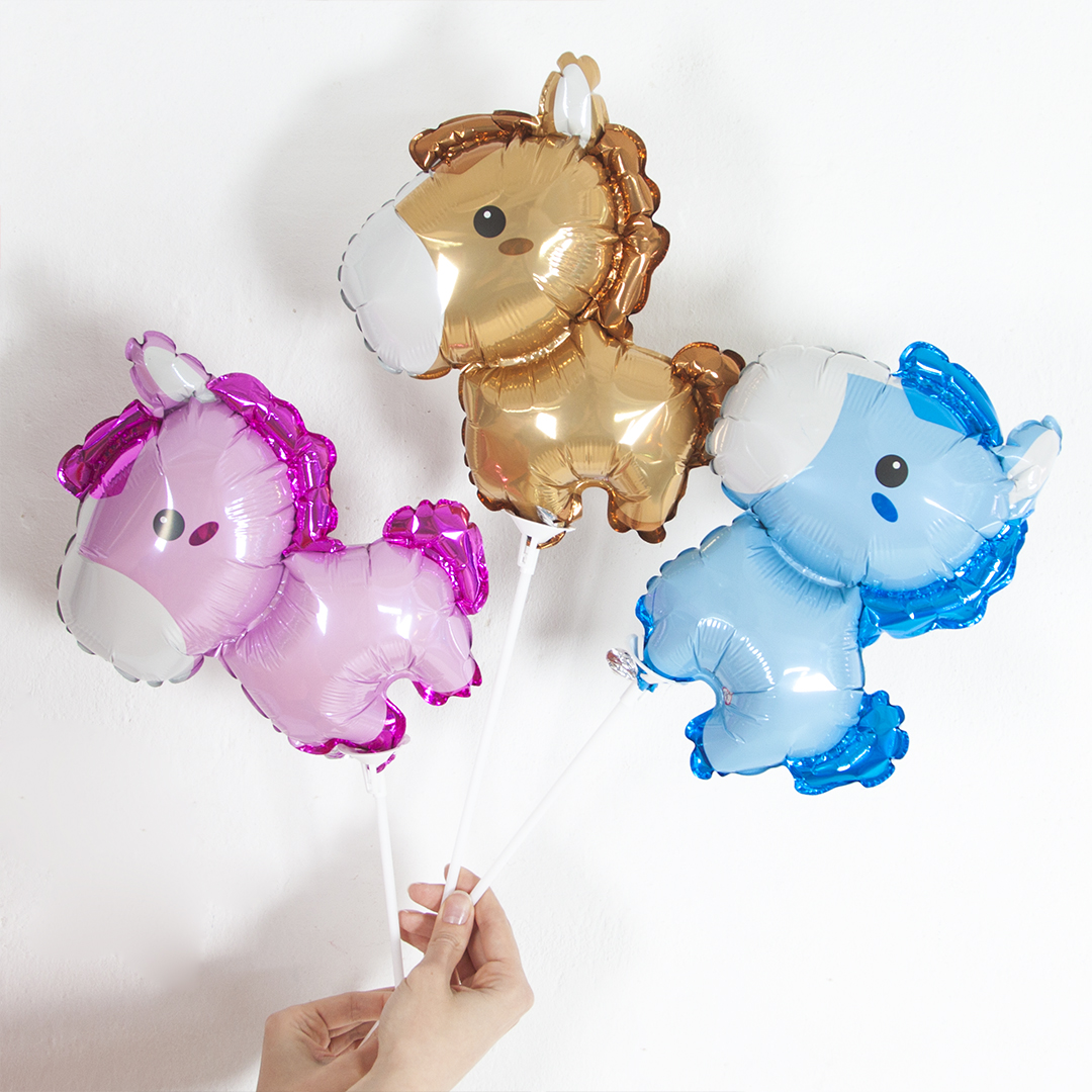 Шар (14''/36 см) Мини-фигура, Маленькая лошадка, Голубой, 1 шт.