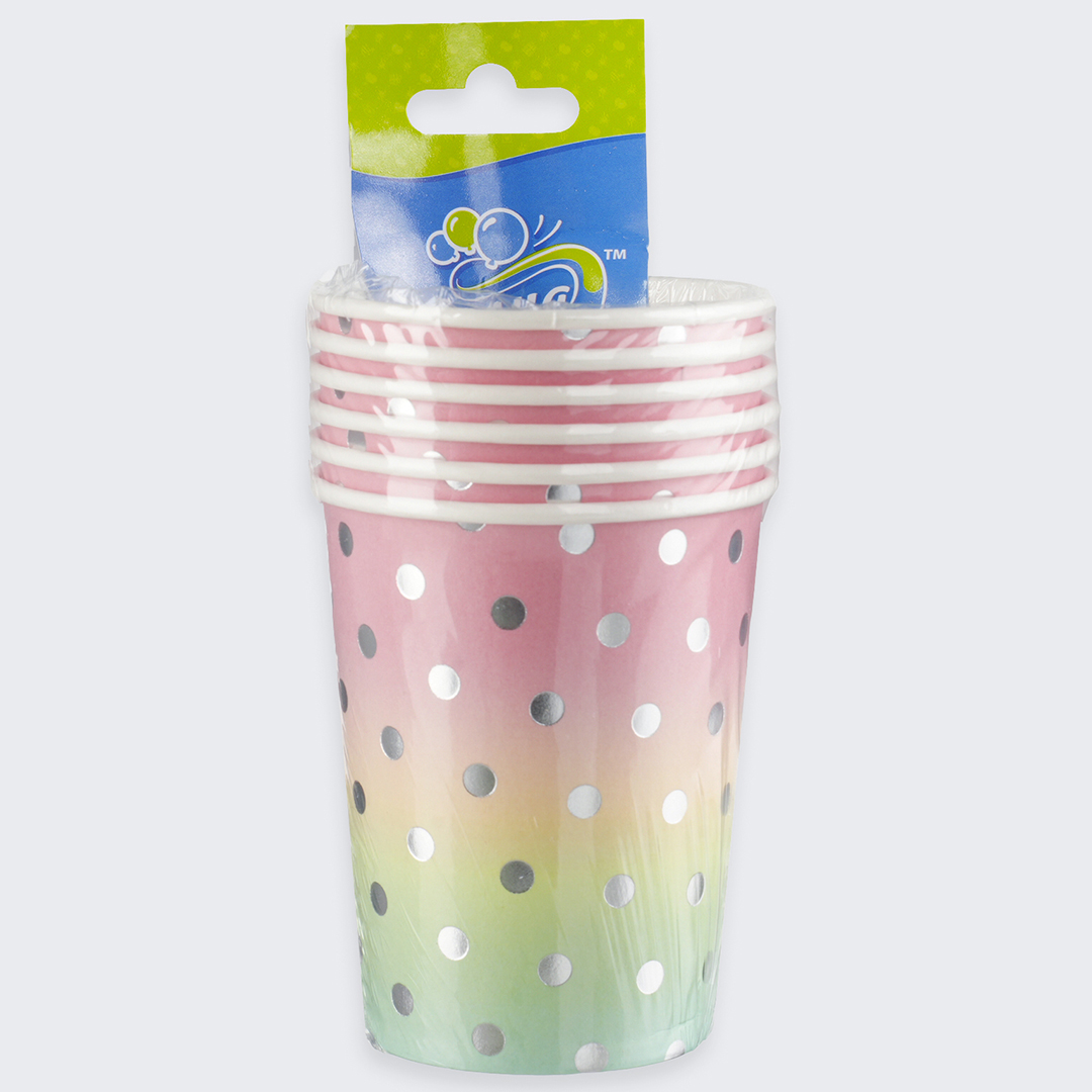 Стаканы (250 мл) Невесомый ДР, Радужный/Серебро, Металлик, 6 шт.