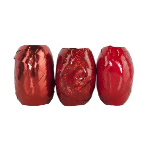 Лента полипропиленовая (0,5 см*10 м) Красный микс, Металл, Лаковая, Голография, 3 шт.