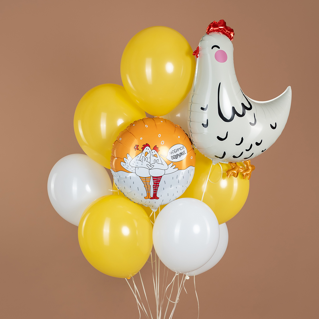 Шар (30''/76 см) Фигура, Курица, Белый, 1 шт.