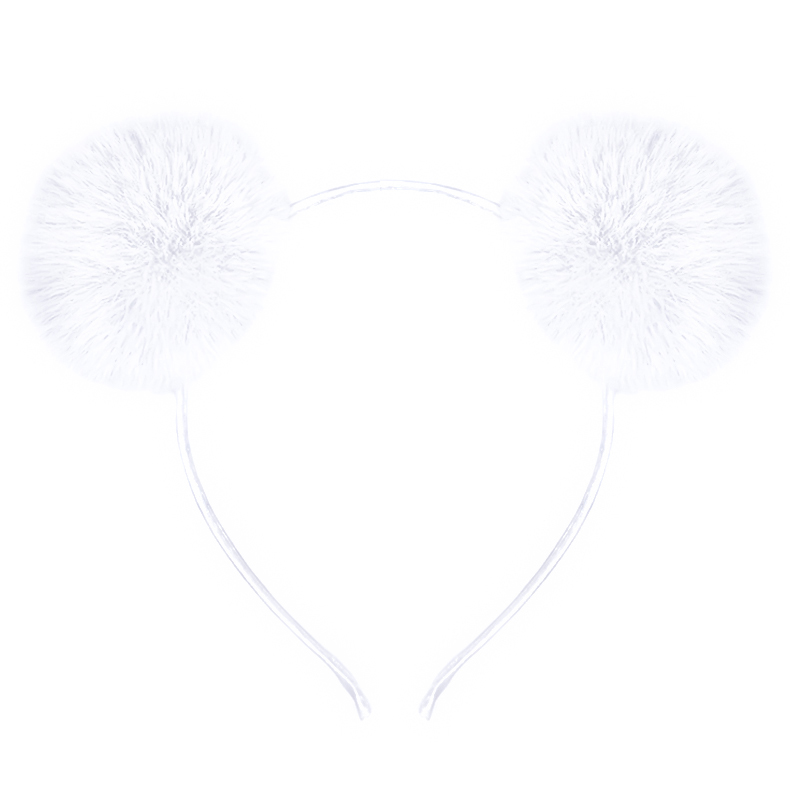 Ободок, Пушистые помпончики, Белый, 1 шт. 