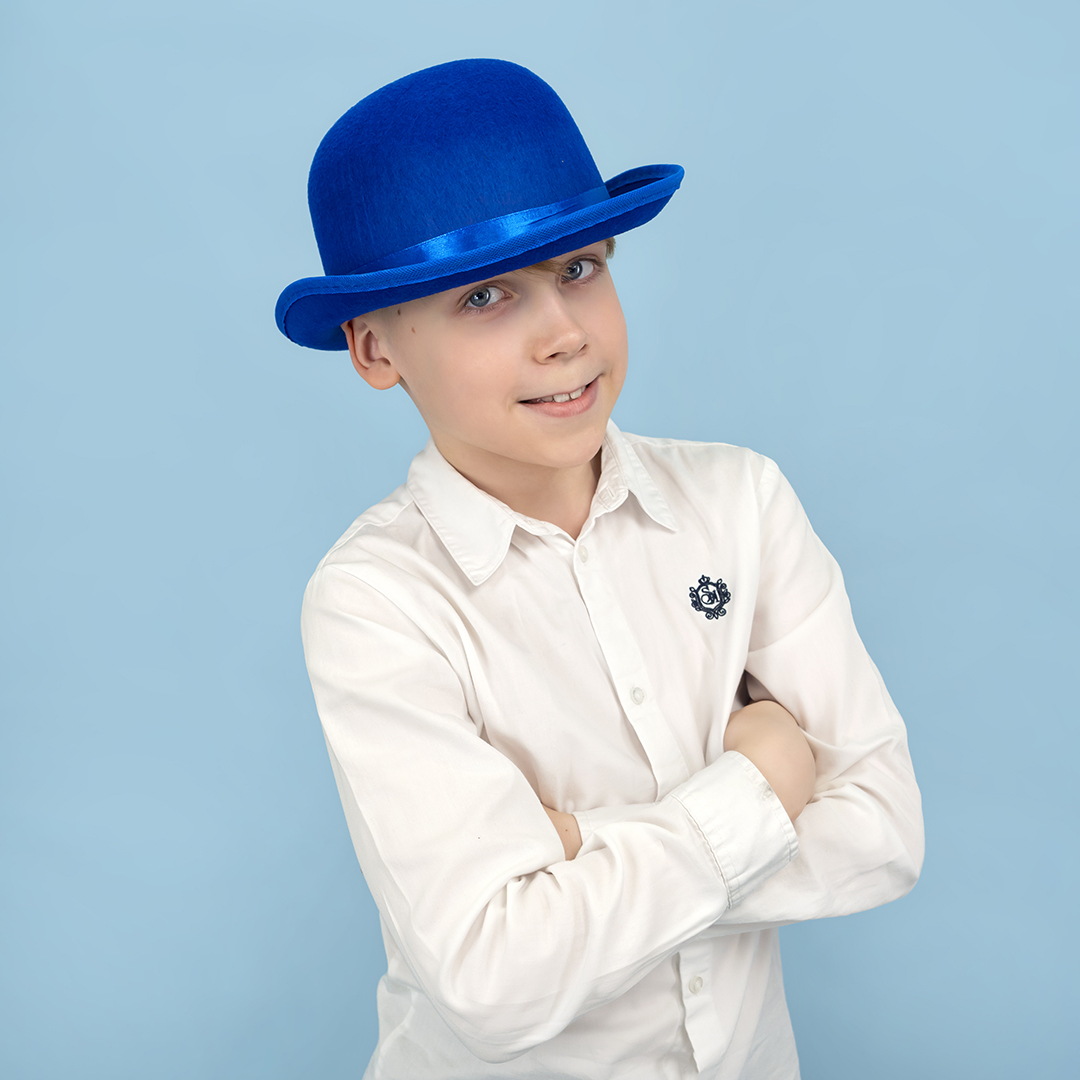 Шляпа Котелок, фетр, Синий, 56-58 разм., 1 шт. 