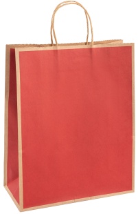 Пакет подарочный, Крафт 120гр, Стильный кант, Дизайн №1, Красный, 27*21*11 см, 1 шт.