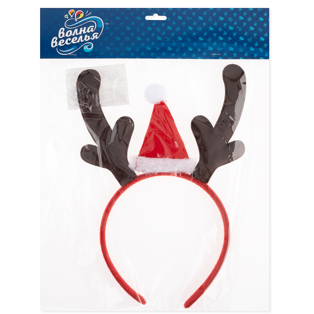 Ободок, Оленьи рожки с колпаком, Коричневый/Красный, 1 шт. 