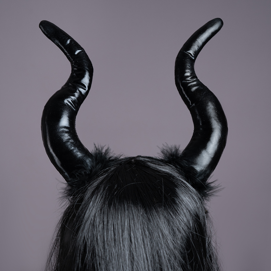 Ободок, Объемные рога, Черный, 30*25 см, 1 шт. 