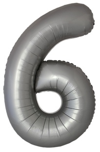 Шар (40''/102 см) Цифра, 6 Slim, Лунное Серебро, Матовый, 1 шт.