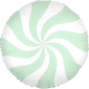Шар (18''/46 см) Круг, Леденец, Мятный/Белый, 1 шт. в уп. (цв.этик.)