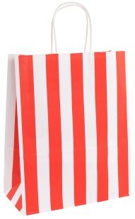 Пакет подарочный, Крафт 120гр, Полоски, Дизайн №2, Красный, 27*22*11 см, 1 шт.