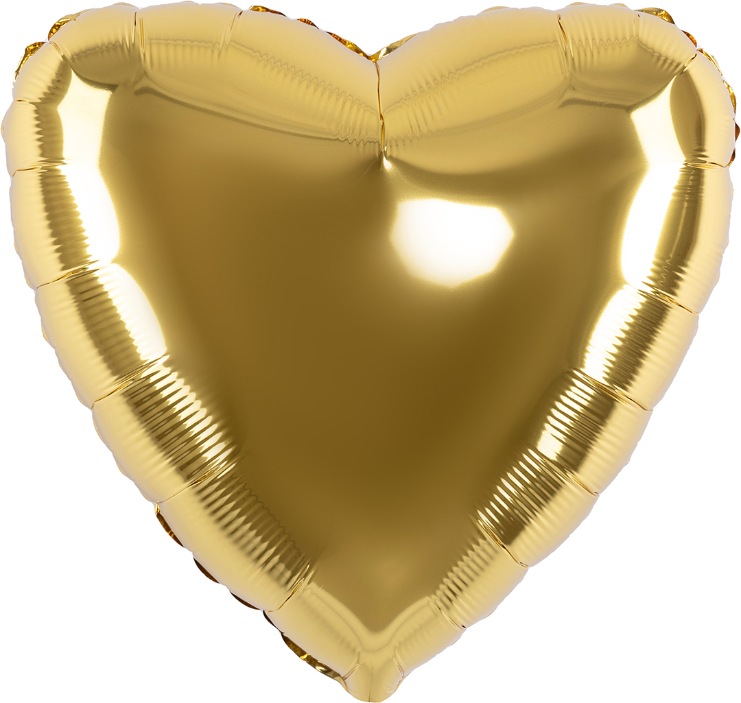 Шар (4''/10 см) Микро-сердце, Золото, 1 шт.