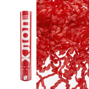 Пневмохлопушка (12/30 см), Хлопни, Серпантин тишью, Красный, 1 шт.