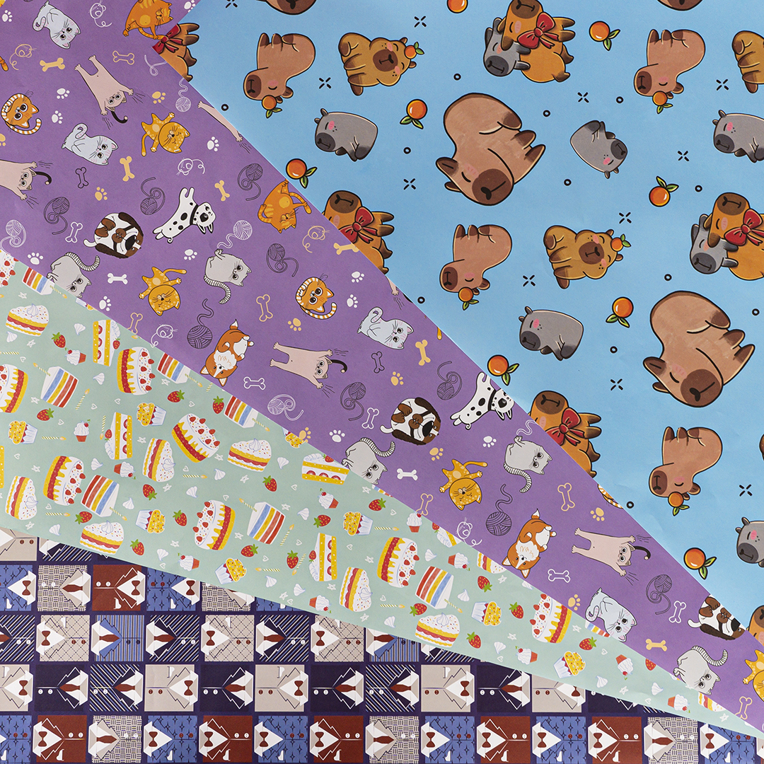 Упаковочная бумага 80гр (0,7*1 м) Кошечки Собачки, 10 шт.