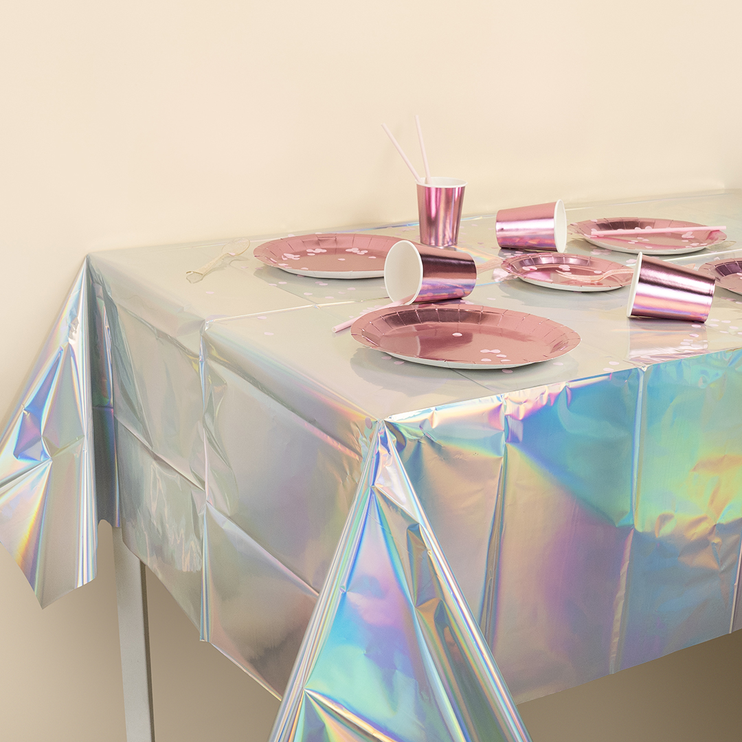 Скатерть одноразовая, Жемчужный перелив, Голография, 137*274 см, 1 шт.