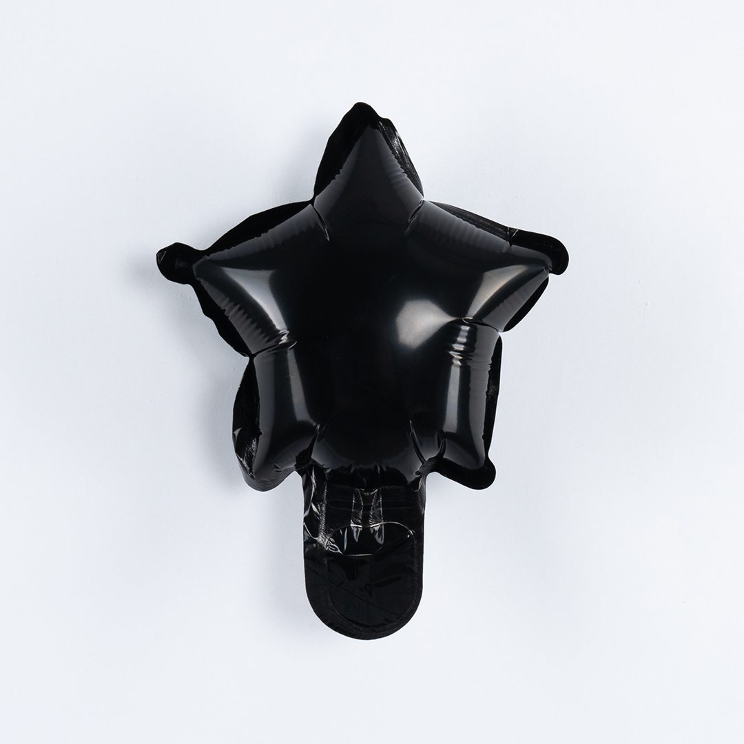 Шар с клапаном (5''/13 см) Микро-звезда, Черный, 1 шт.