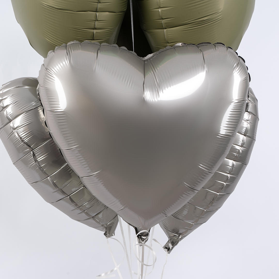 Шар (18''/46 см) Сердце, Лунное Серебро, Матовый, 1 шт.