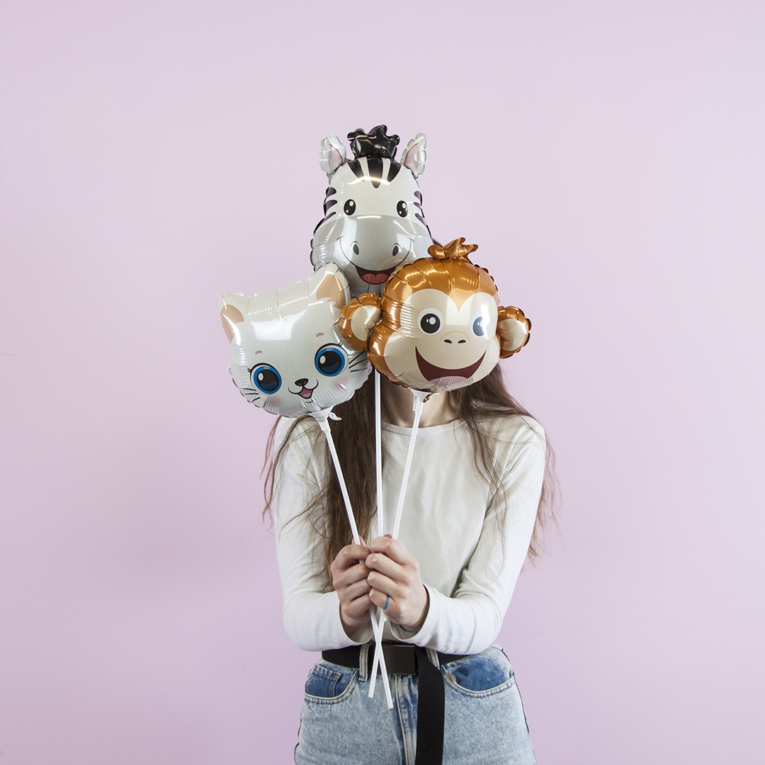 Шар (12''/30 см) Мини-фигура, Голова, Милая Обезьянка, 1 шт.