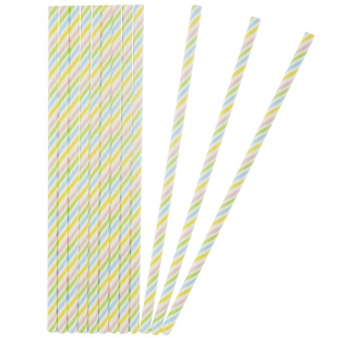 Трубочки для коктейлей, Полосы, Нежное ассорти, Макарунс, 12 шт. в упак. 
