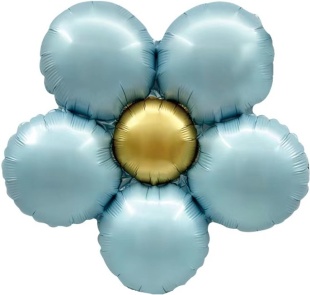 Шар с клапаном (18''/46 см) Цветок, Ромашка (надув воздухом), Голубой, Сатин, 1 шт. в уп. (цв.этик.)