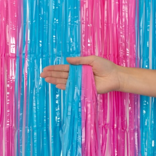 Занавес Дождик Голубой/Розовый, Макарунс, 100*200 см, 1 шт.